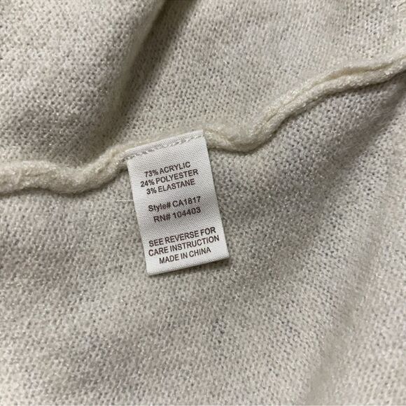 Trendy M-L Green Brown Ivory Color Block Knit Back Tie Sweater - Picture 14 of 15